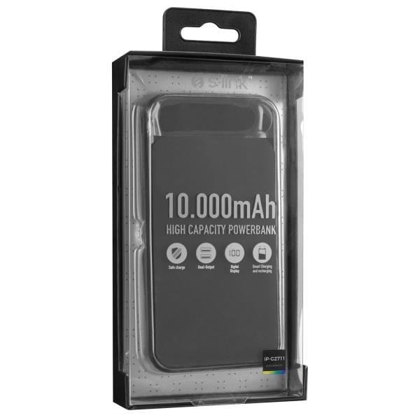 S-link IP-G2711 10000mAh Powerbank 2 Usb Port Siyah LCD+LED Gösterli Pil Şarj Cihazı(Gizli Led)