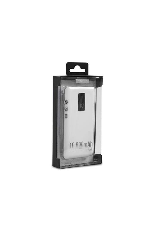 S-link IP-T100C 10000mAh Lightning+Micro+Type C Kablolu Powerbank Beyaz LCDli