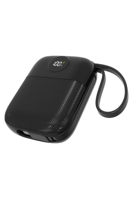 S-link MP110 10000mAh PD 22.5W Siyah Powerbank – Type-C + Lightning Kablolu LCD Göstergeli Taşınabilir Hızlı Şarj Cihazı