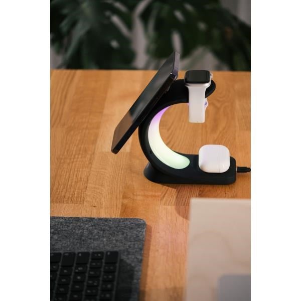 S-link SL-CW20 Telefon, Saat, Kulaklık Uyumlu 15W Siyah RGB Kablosuz Şarj Cihazı