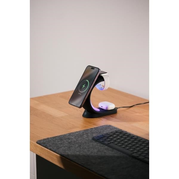 S-link SL-CW20 Telefon, Saat, Kulaklık Uyumlu 15W Siyah RGB Kablosuz Şarj Cihazı