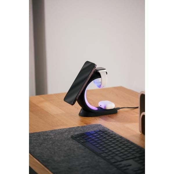 S-link SL-CW20 Telefon, Saat, Kulaklık Uyumlu 15W Siyah RGB Kablosuz Şarj Cihazı