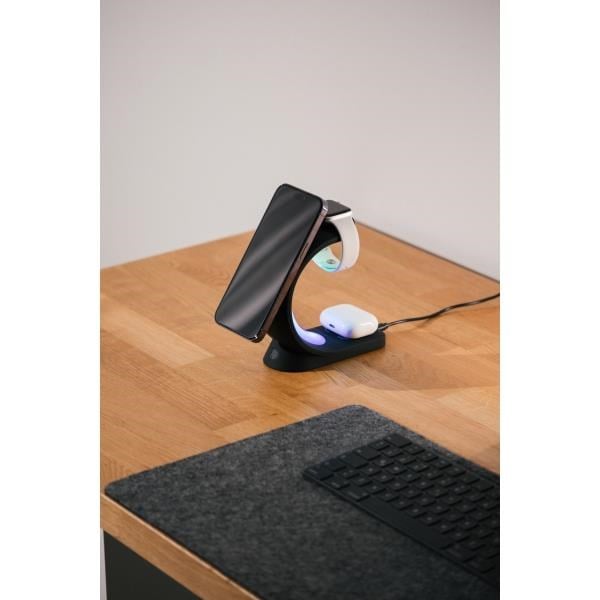 S-link SL-CW20 Telefon, Saat, Kulaklık Uyumlu 15W Siyah RGB Kablosuz Şarj Cihazı