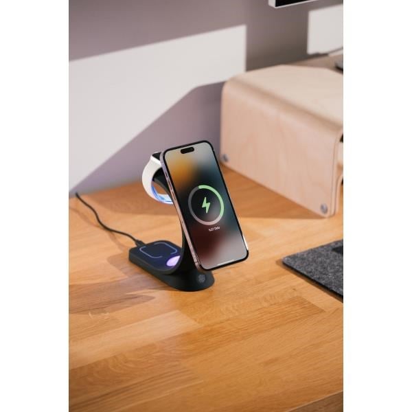 S-link SL-CW20 Telefon, Saat, Kulaklık Uyumlu 15W Siyah RGB Kablosuz Şarj Cihazı