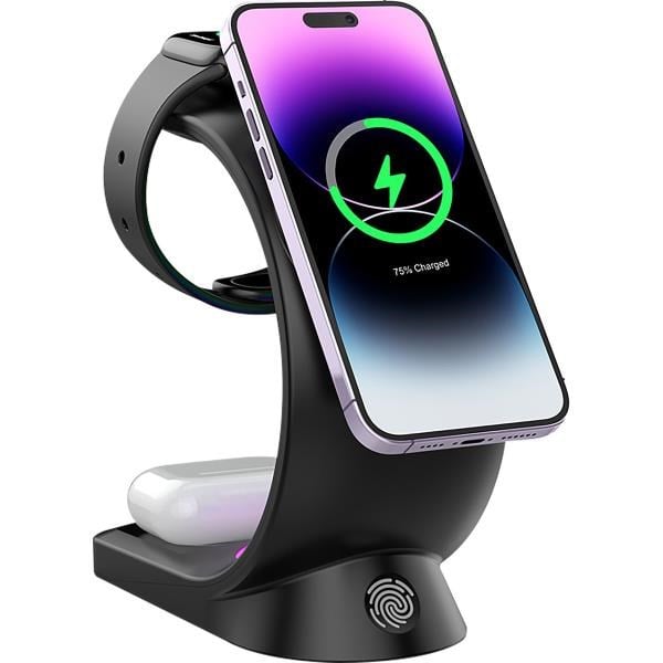 S-link SL-CW20 Telefon, Saat, Kulaklık Uyumlu 15W Siyah RGB Kablosuz Şarj Cihazı