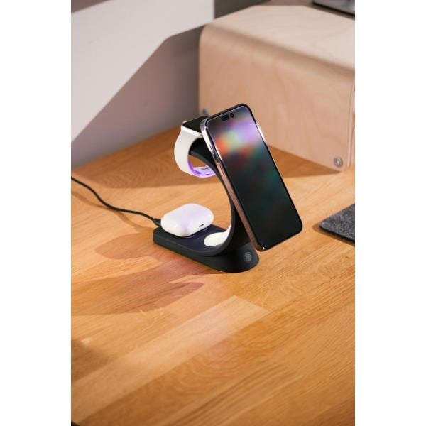 S-link SL-CW20 Telefon, Saat, Kulaklık Uyumlu 15W Siyah RGB Kablosuz Şarj Cihazı