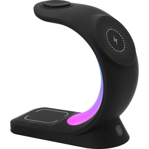 S-link SL-CW20 Telefon, Saat, Kulaklık Uyumlu 15W Siyah RGB Kablosuz Şarj Cihazı