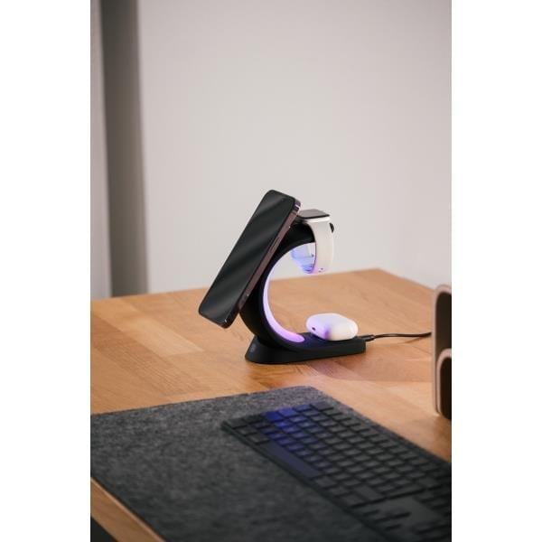 S-link SL-CW20 Telefon, Saat, Kulaklık Uyumlu 15W Siyah RGB Kablosuz Şarj Cihazı