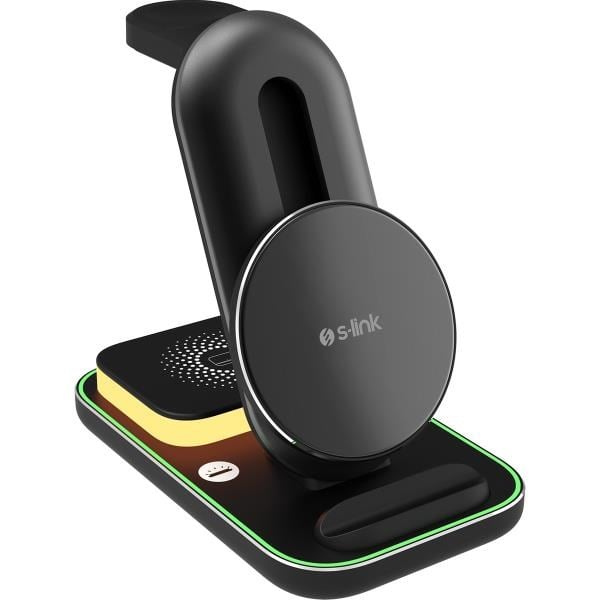 S-link SW-CWF117 Siyah Ayarlanabilir Standlı 15W 3 in 1 Magsafe Kablosuz Şarj Cihazıı