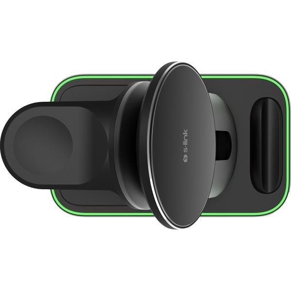 S-link SW-CWF117 Siyah Ayarlanabilir Standlı 15W 3 in 1 Magsafe Kablosuz Şarj Cihazıı