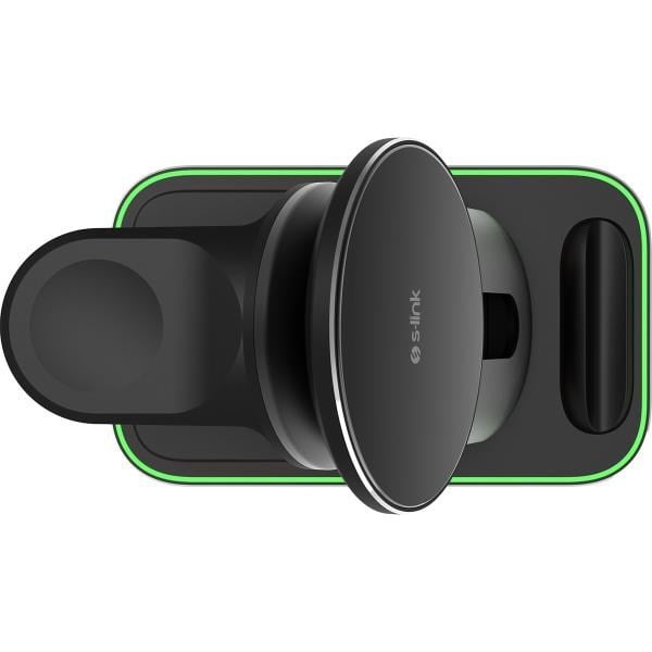 S-link SW-CWF117 Siyah Ayarlanabilir Standlı 15W 3 in 1 Magsafe Kablosuz Şarj Cihazıı
