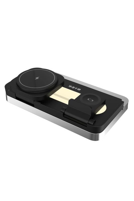 S-link SW-CWF120 Siyah Telefon Kulaklık Akıllı Saat 15W 3 in 1 Magsafe Kablosuz Şarj Cihazı
