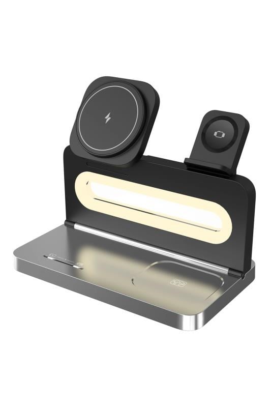 S-link SW-CWF120 Siyah Telefon Kulaklık Akıllı Saat 15W 3 in 1 Magsafe Kablosuz Şarj Cihazı
