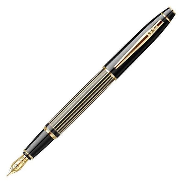 Scrikss 35L Dolma Kalem Çizgi Desenli Siyah Altın
