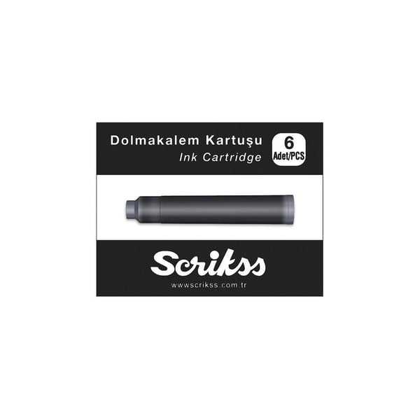 Scrikss Dolma Kalem Kartuşu 6'lı Paket Siyah