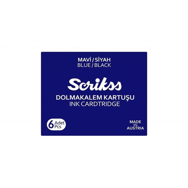Scrikss Dolma Kalem Kartuşu 6'lı Paket Mavi/Siyah