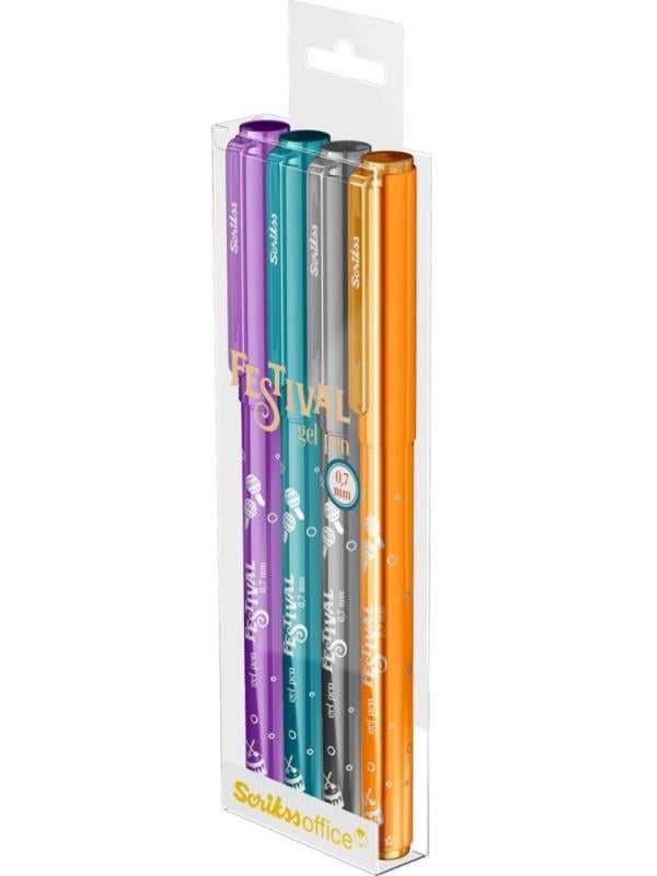 Scrikss Festival Jel Tükenmez Kalem 0.7 mm Vivid Renkler 4'Lü Blister-2
