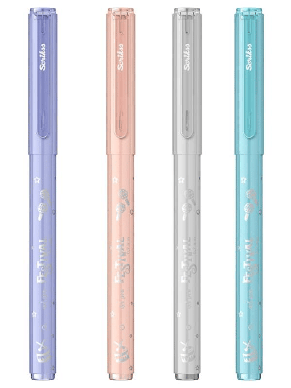 Scrikss Festival Jel Tükenmez Kalem 0.7 mm Pastel Renkler 4'Lü Blister