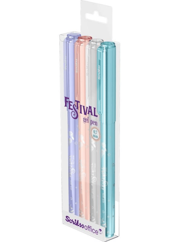 Scrikss Festival Jel Tükenmez Kalem 0.7 mm Pastel Renkler 4'Lü Blister