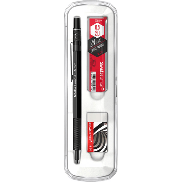 Scrikss Graph-X 3'lü Set Mekanik Kurşun Kalem 0.5 mm Mat Siyah