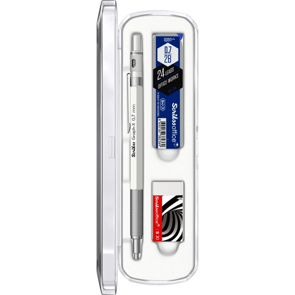 Scrikss Graph-X 3'lü Set Mekanik Kurşun Kalem 0.7 mm Mat Beyaz