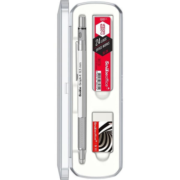 Scrikss Graph-X 3'lü Set Mekanik Kurşun Kalem 0.5 mm Saten Gri