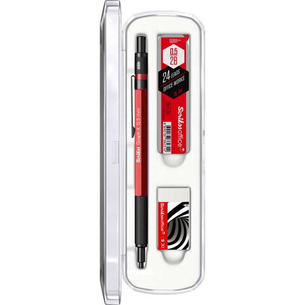 Scrikss Graph-X 3'lü Set Mekanik Kurşun Kalem 0.5 mm Kırmızı