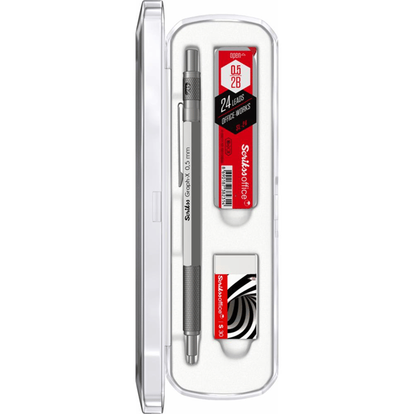 Scrikss Graph-X 3'lü Set Mekanik Kurşun Kalem 0.5 mm Kurşun Gri