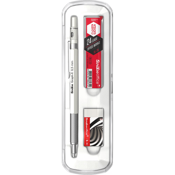 Scrikss Graph-X 3'lü Set Mekanik Kurşun Kalem 0.5 mm Beyaz
