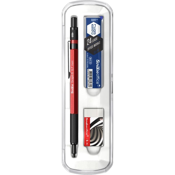 Scrikss Graph-X 3'lü Set Mekanik Kurşun Kalem 0.7 mm Kırmızı