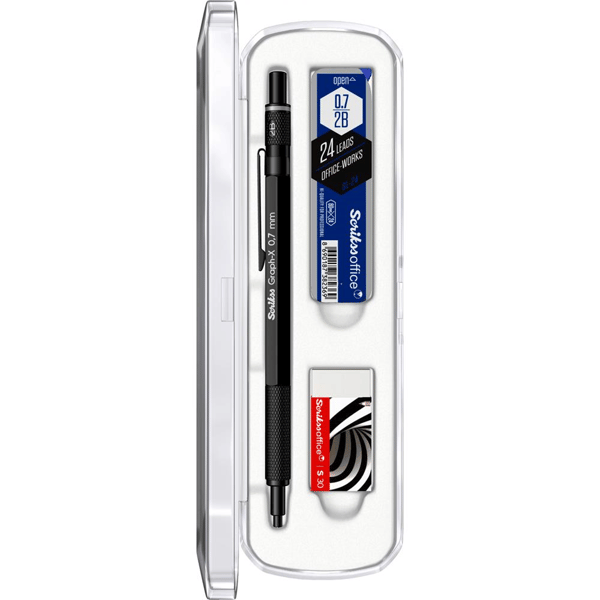 Scrikss Graph-X 3'lü Set Mekanik Kurşun Kalem 0.7 mm Mat Siyah