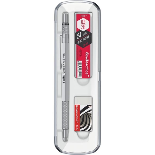 Scrikss Graph-X 3'lü Set Mekanik Kurşun Kalem 0.5 mm Saten Gri