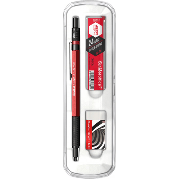 Scrikss Graph-X 3'lü Set Mekanik Kurşun Kalem 0.5 mm Kırmızı