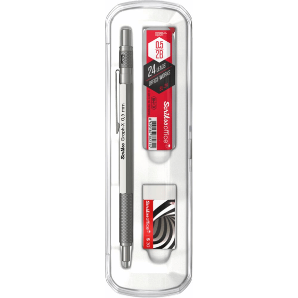 Scrikss Graph-X 3'lü Set Mekanik Kurşun Kalem 0.5 mm Kurşun Gri