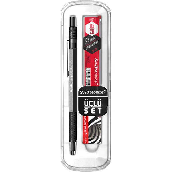 Scrikss Graph-X 3'lü Set Mekanik Kurşun Kalem 0.5 mm Antrasit