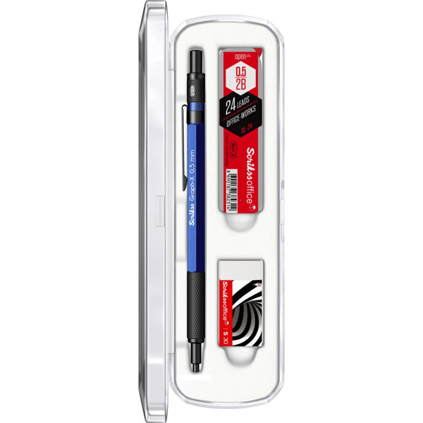 Scrikss Graph-X 3'lü Set Mekanik Kurşun Kalem 0.5 mm Mavi