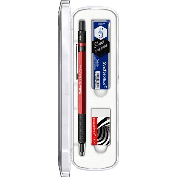 Scrikss Graph-X 3'lü Set Mekanik Kurşun Kalem 0.7 mm Kırmızı