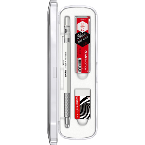 Scrikss Graph-X 3'lü Set Mekanik Kurşun Kalem 0.5 mm Beyaz