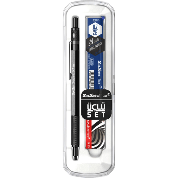 Scrikss Graph-X 3'lü Set Mekanik Kurşun Kalem 0.7 mm Antrasit