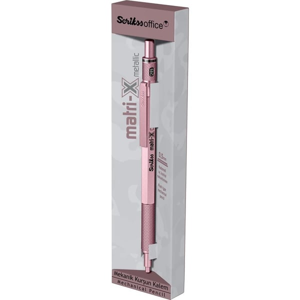 Scrikss Matri-X Mekanik Kurşun Kalem 0.5 mm Metalik Açık Pembe