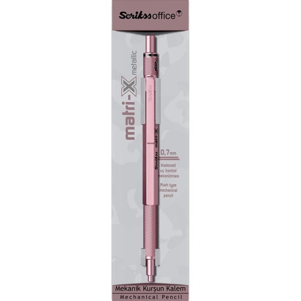 Scrikss Matri-X Mekanik Kurşun Kalem 0.7 mm Metalik Açık Pembe
