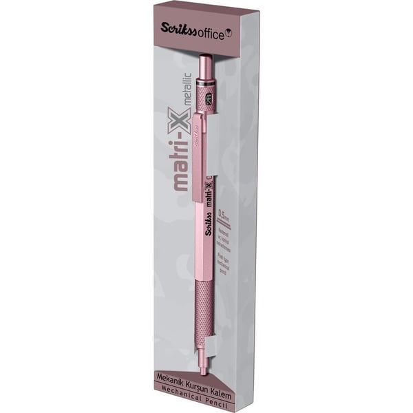Scrikss Matri-X Mekanik Kurşun Kalem 0.5 mm Metalik Açık Pembe