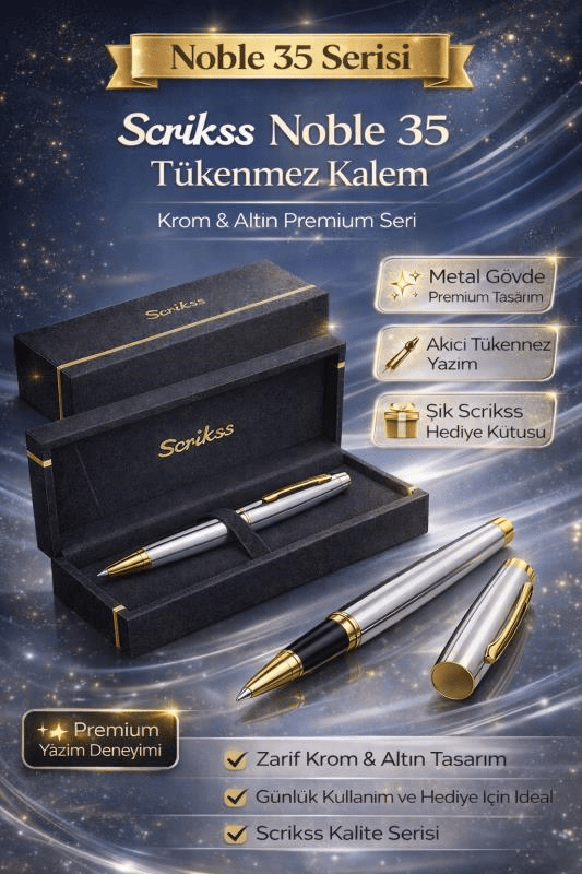Scrikss Noble 35 Tükenmez Kalem Krom Altın