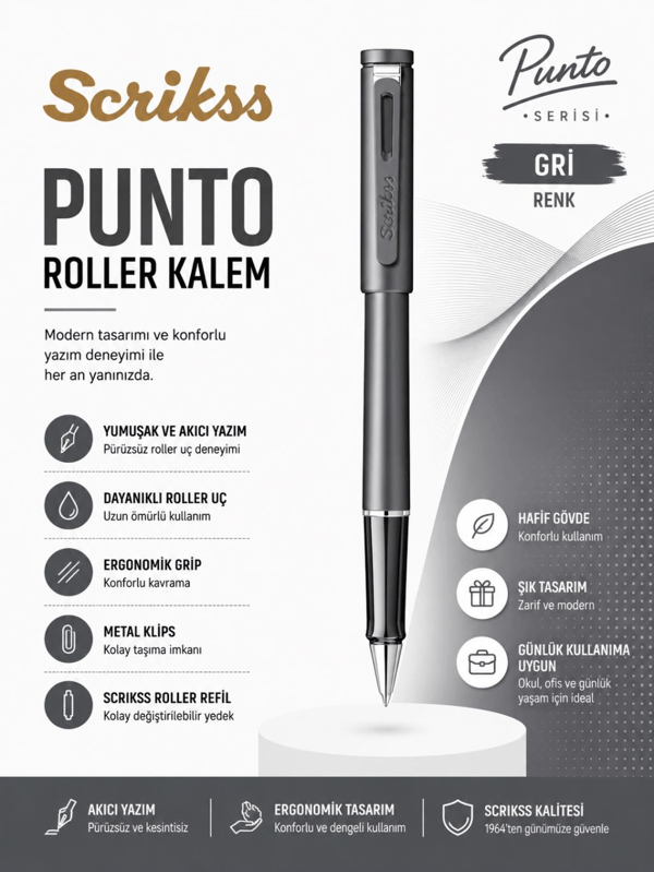 Scrikss Punto Roller Kalem Gri