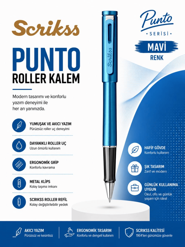 Scrikss Punto Roller Kalem Mavi