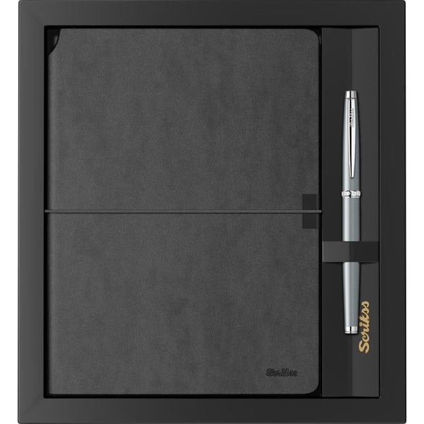 Scrikss SD600-1 Verona Siyah A5 Defter & 800 Roller Gri Kalem Seti