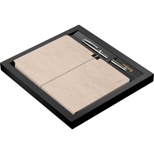 Scrikss SD600-12 Verona Bej A5 Defter & 800 Roller Titanyum Krom Kalem Seti