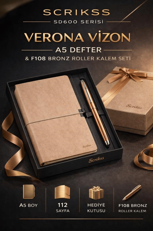 Scrikss SD600-14 Verona Vizon A5 Defter & F108 Bronz
