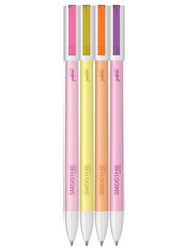Scrikss Smoothie 4'lü Mor-Pembe-Turuncu-Sarı Jel Kalem Seti - Orjinal Blister Kutulu