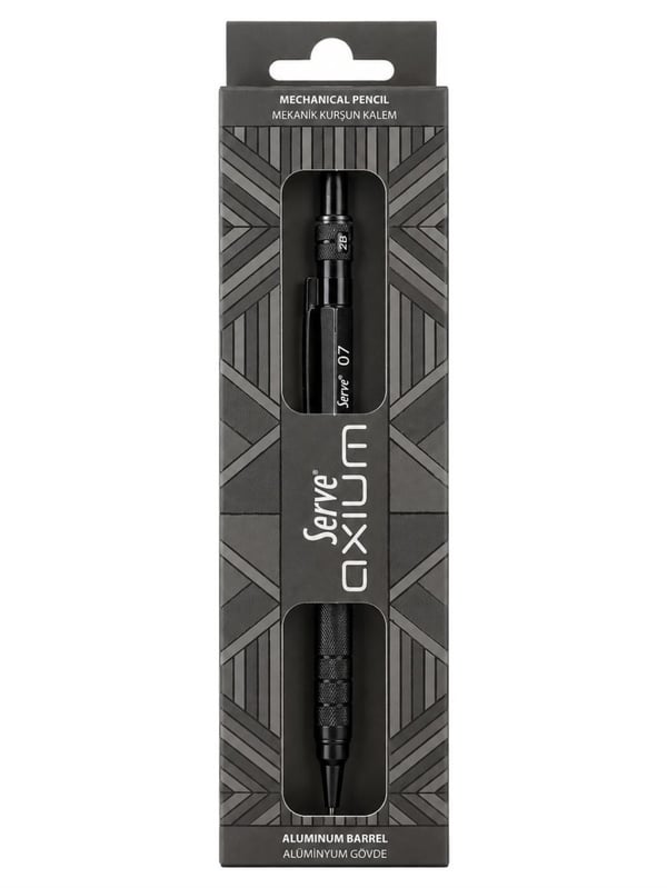 Serve Axium Mekanik Kurşun Kalem 0.7 mm Alüminyum Gövde - Metalik Siyah